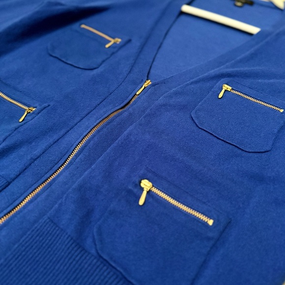 Ann Taylor Zip Front Blue Cardigan - Picture 7 of 9